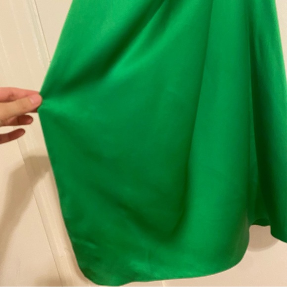 The Sei Keyhole Gathered Dress in Green Silk - Palm - Picture 8 of 10